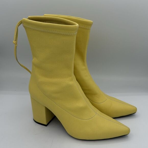 NIB Anine Bing Chloe Leather Ankle Boots Popcorn Yellow Size 37/ US 7 - Picture 5 of 16